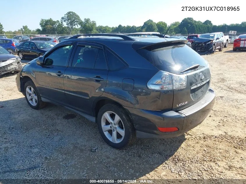 2007 Lexus Rx 350 VIN: 2T2GK31UX7C018965 Lot: 40076655