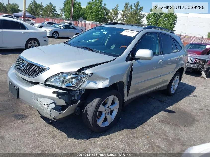 2007 Lexus Rx 350 VIN: 2T2HK31U17C039286 Lot: 40131465