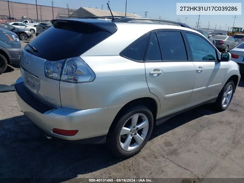 2007 Lexus Rx 350 VIN: 2T2HK31U17C039286 Lot: 40131465