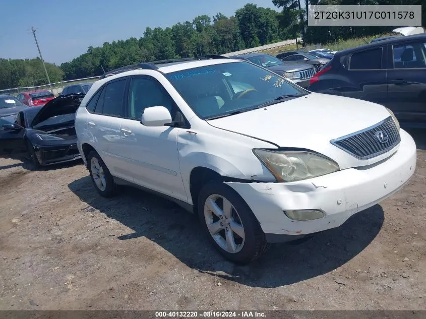 2007 Lexus Rx 350 VIN: 2T2GK31U17C011578 Lot: 40132220