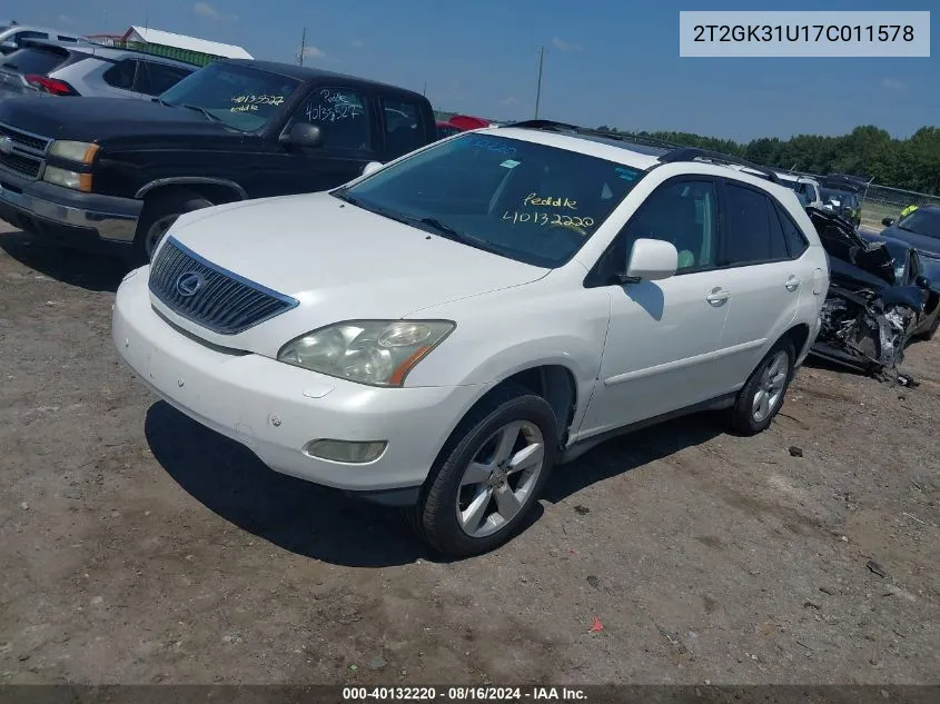 2007 Lexus Rx 350 VIN: 2T2GK31U17C011578 Lot: 40132220