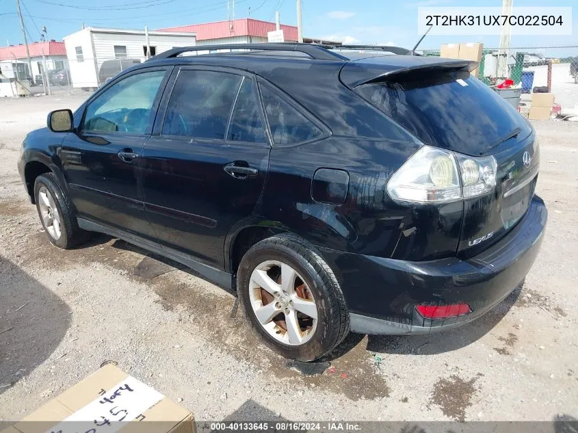 2007 Lexus Rx 350 VIN: 2T2HK31UX7C022504 Lot: 40133645