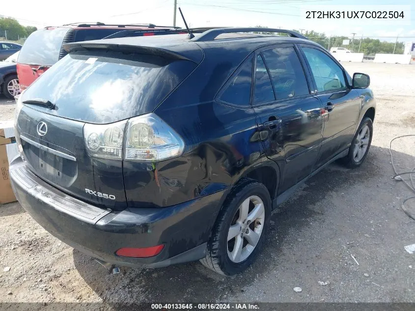 2T2HK31UX7C022504 2007 Lexus Rx 350