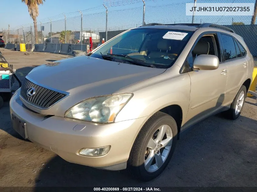 2007 Lexus Rx 350 VIN: JTJHK31U072027355 Lot: 40200869