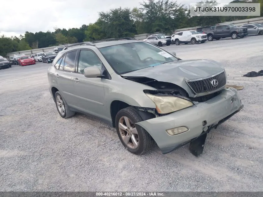 2007 Lexus Rx 350 VIN: JTJGK31U970003398 Lot: 40216012