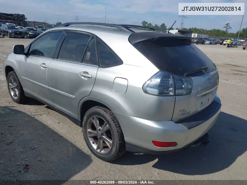 2007 Lexus Rx 400H VIN: JTJGW31U272002814 Lot: 40262089