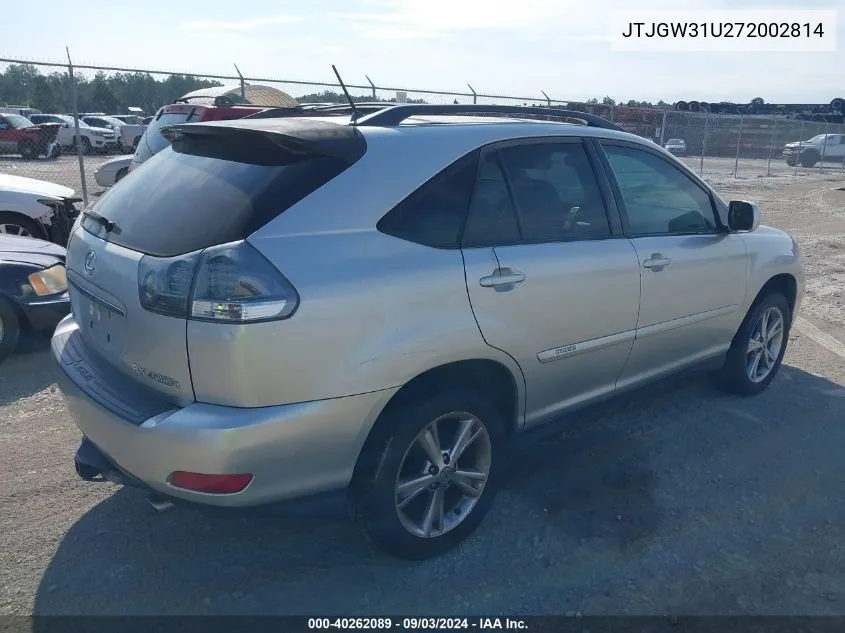 2007 Lexus Rx 400H VIN: JTJGW31U272002814 Lot: 40262089