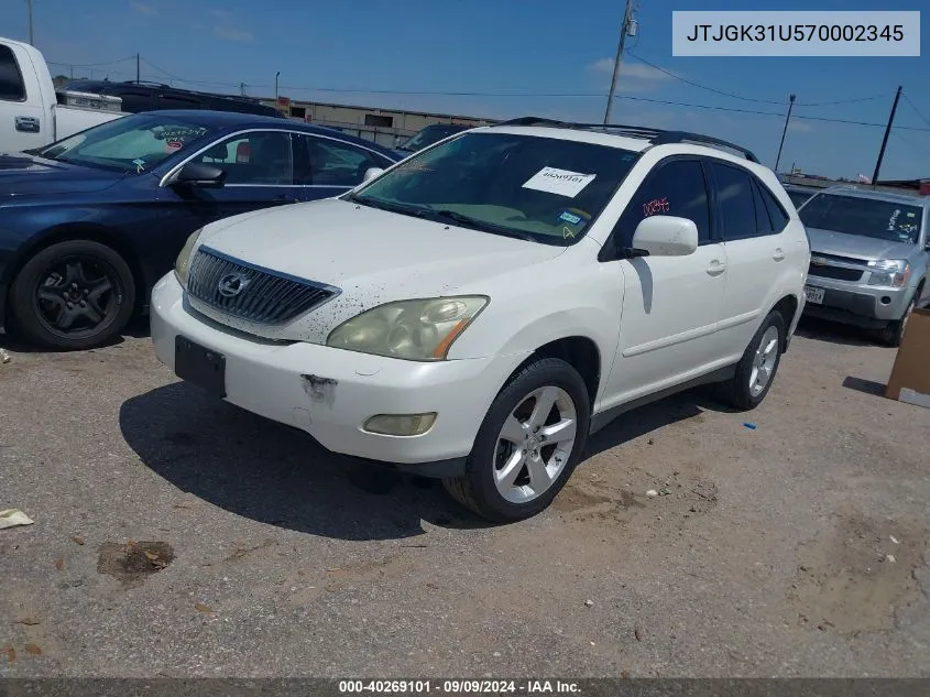 2007 Lexus Rx 350 VIN: JTJGK31U570002345 Lot: 40269101