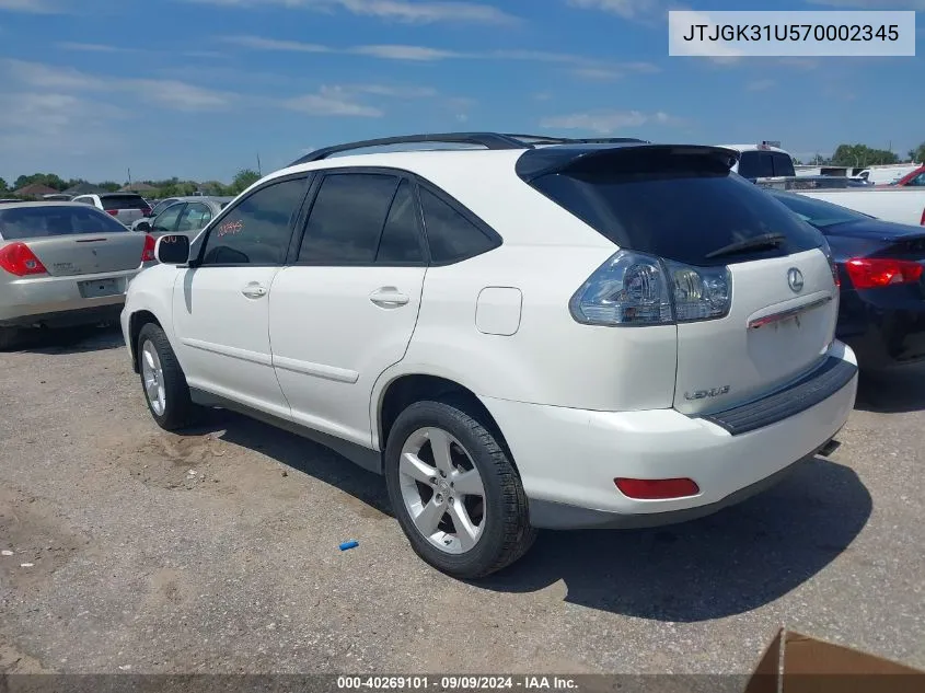 2007 Lexus Rx 350 VIN: JTJGK31U570002345 Lot: 40269101