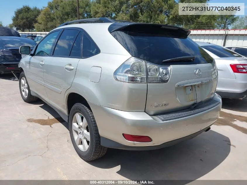 2T2HK31U77C040345 2007 Lexus Rx 350