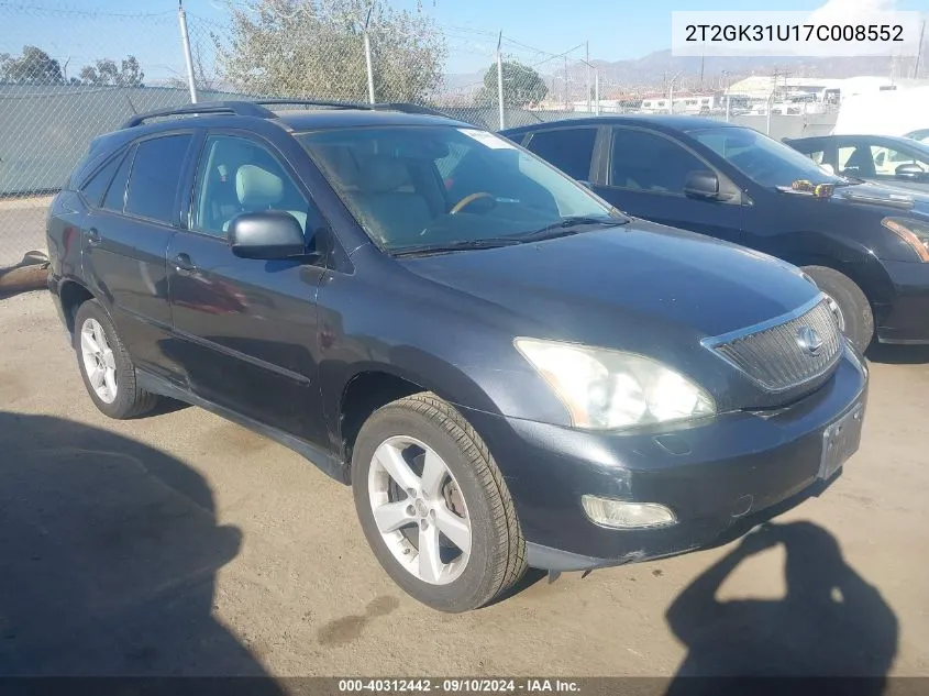 2007 Lexus Rx 350 VIN: 2T2GK31U17C008552 Lot: 40312442