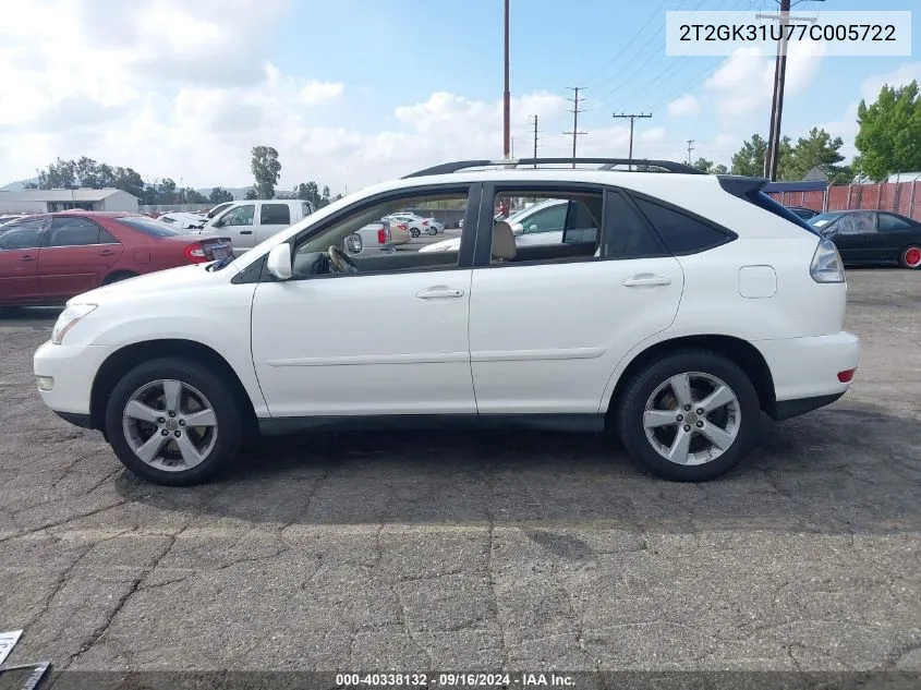 2007 Lexus Rx 350 VIN: 2T2GK31U77C005722 Lot: 40338132