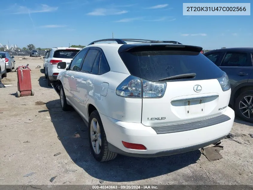 2007 Lexus Rx 350 VIN: 2T2GK31U47C002566 Lot: 40343663