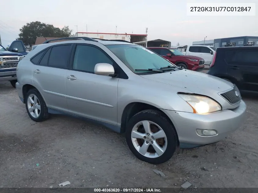 2007 Lexus Rx 350 VIN: 2T2GK31U77C012847 Lot: 40363620