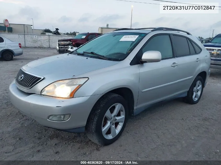 2007 Lexus Rx 350 VIN: 2T2GK31U77C012847 Lot: 40363620