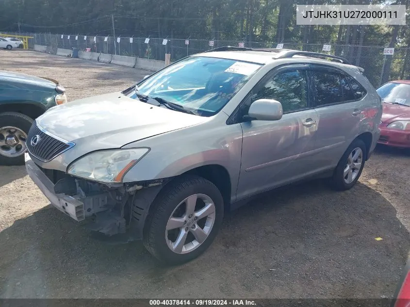 2007 Lexus Rx 350 VIN: JTJHK31U272000111 Lot: 40378414