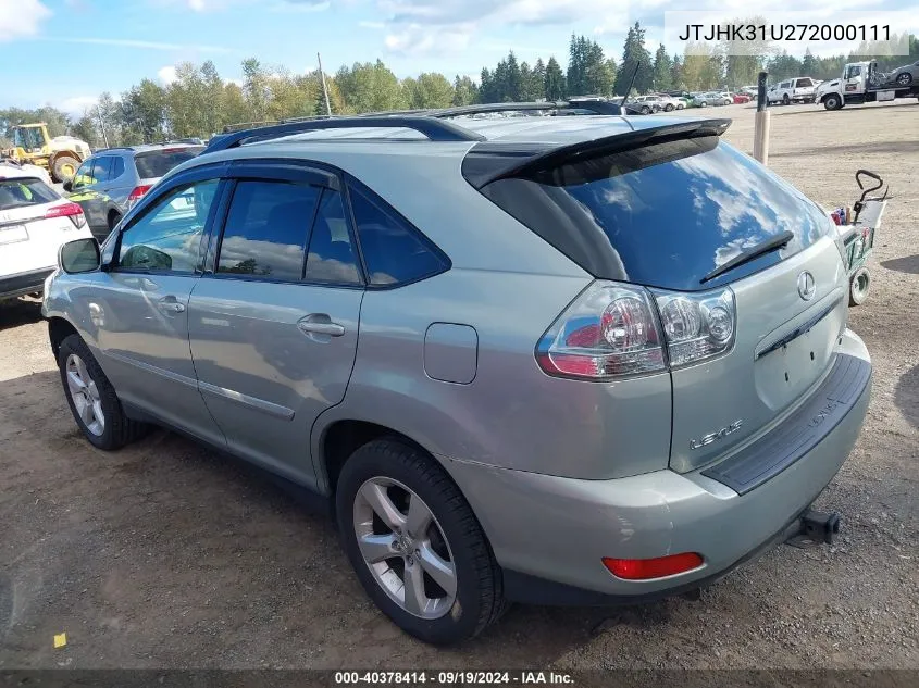 2007 Lexus Rx 350 VIN: JTJHK31U272000111 Lot: 40378414