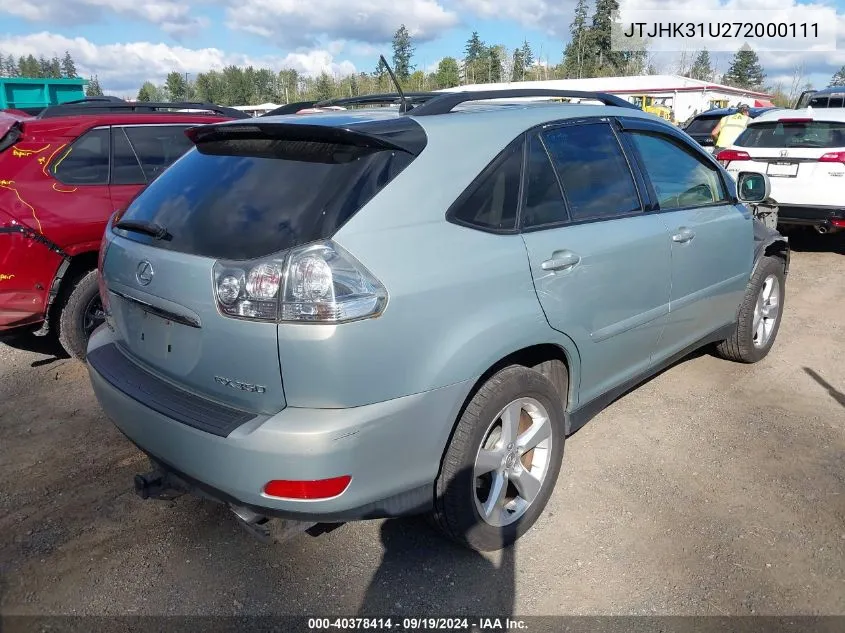 2007 Lexus Rx 350 VIN: JTJHK31U272000111 Lot: 40378414