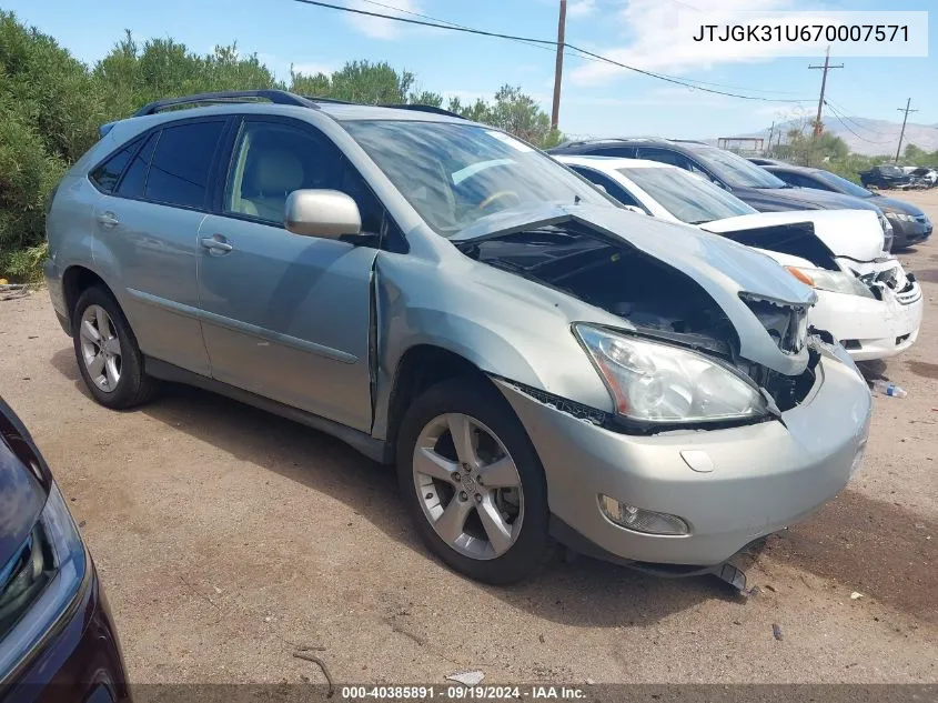 2007 Lexus Rx 350 VIN: JTJGK31U670007571 Lot: 40385891