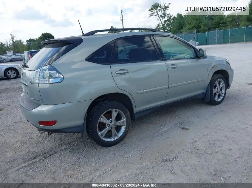 2007 Lexus Rx 400H VIN: JTJHW31U572029445 Lot: 40410062