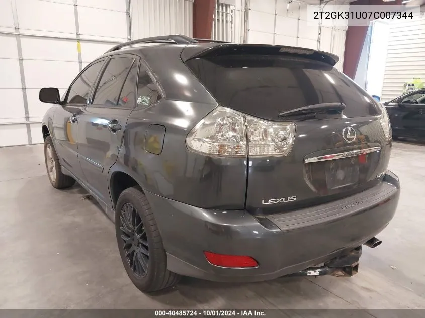 2007 Lexus Rx 350 VIN: 2T2GK31U07C007344 Lot: 40485724