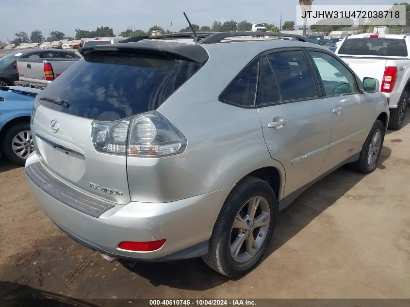 2007 Lexus Rx 400H VIN: JTJHW31U472038718 Lot: 40510745