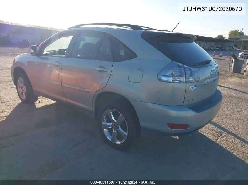 2007 Lexus Rx 400H VIN: JTJHW31U072020670 Lot: 40511597