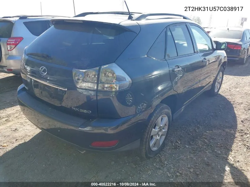 2007 Lexus Rx 350 VIN: 2T2HK31U57C038917 Lot: 40522216