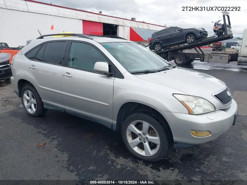 2007 Lexus Rx 350 VIN: 2T2HK31UX7C022292 Lot: 40553014