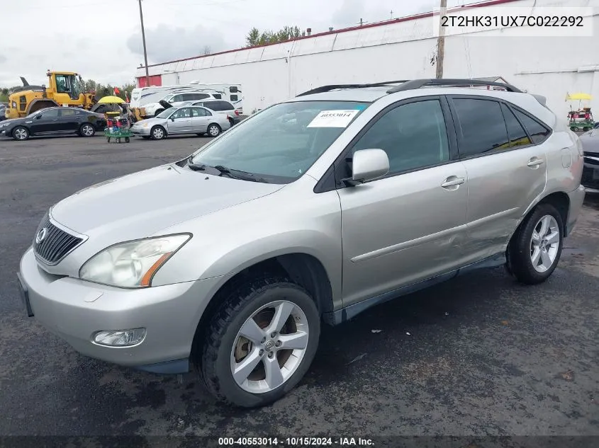 2007 Lexus Rx 350 VIN: 2T2HK31UX7C022292 Lot: 40553014