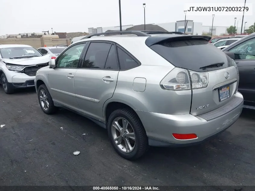 2007 Lexus Rx 400H VIN: JTJGW31U072003279 Lot: 40565050