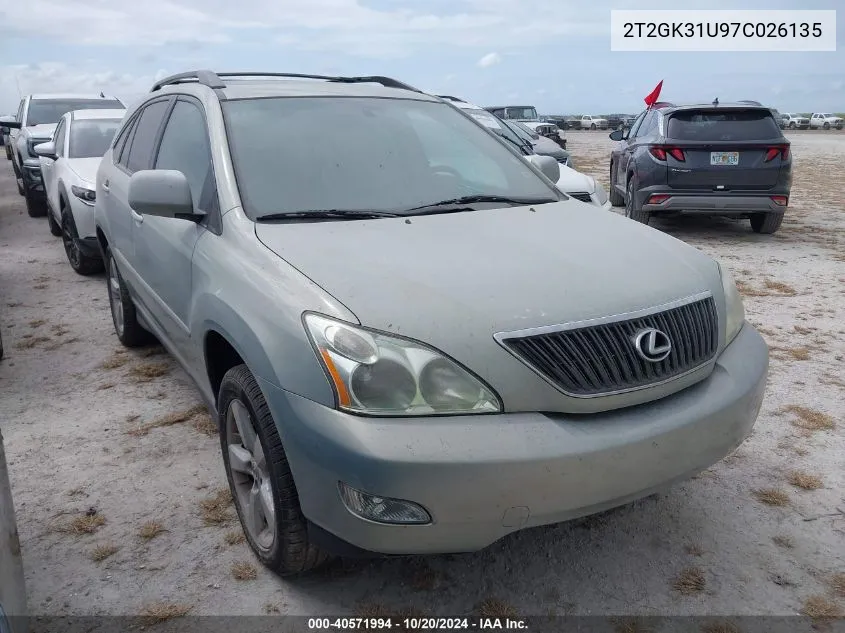 2007 Lexus Rx 350 VIN: 2T2GK31U97C026135 Lot: 40571994