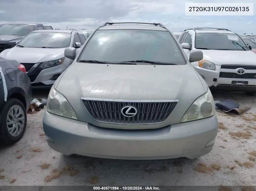 2007 Lexus Rx 350 VIN: 2T2GK31U97C026135 Lot: 40571994