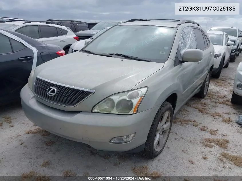 2007 Lexus Rx 350 VIN: 2T2GK31U97C026135 Lot: 40571994