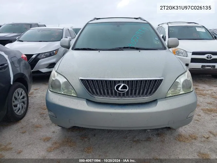 2007 Lexus Rx 350 VIN: 2T2GK31U97C026135 Lot: 40571994