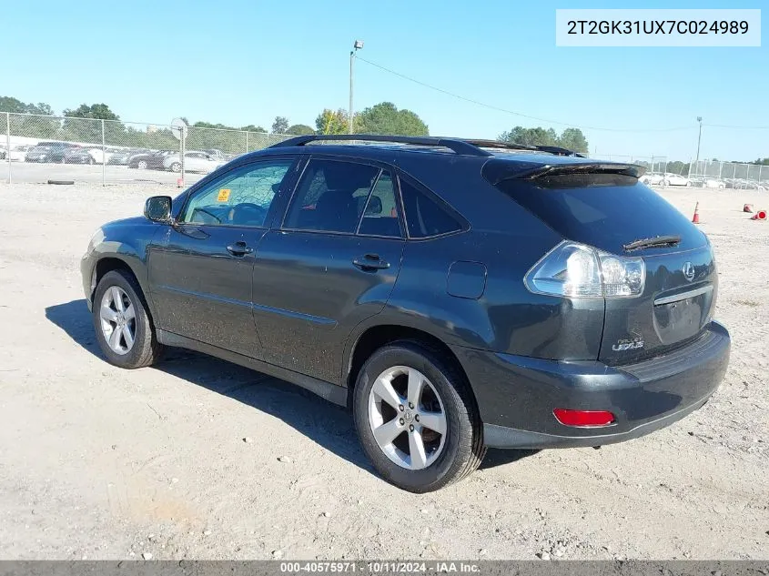 2007 Lexus Rx 350 VIN: 2T2GK31UX7C024989 Lot: 40575971