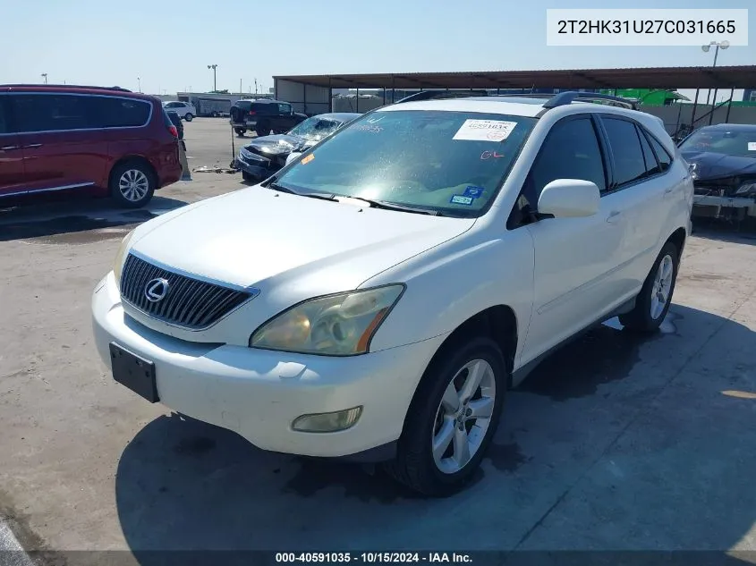 2007 Lexus Rx 350 VIN: 2T2HK31U27C031665 Lot: 40591035