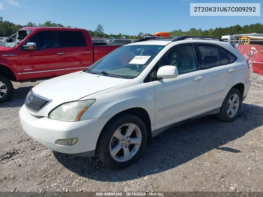 2007 Lexus Rx 350 Base (A5) VIN: 2T2GK31U67C009292 Lot: 40608395