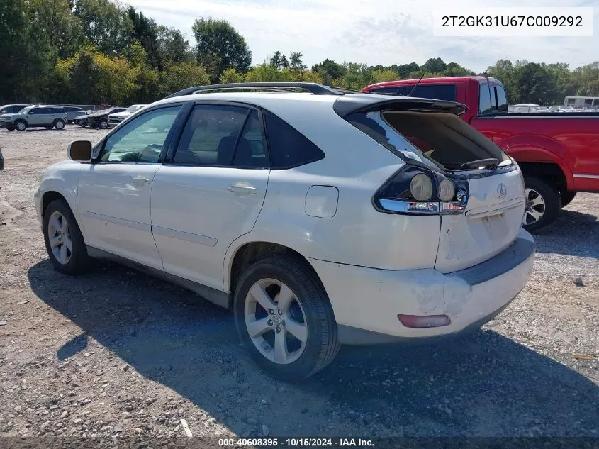 2007 Lexus Rx 350 Base (A5) VIN: 2T2GK31U67C009292 Lot: 40608395