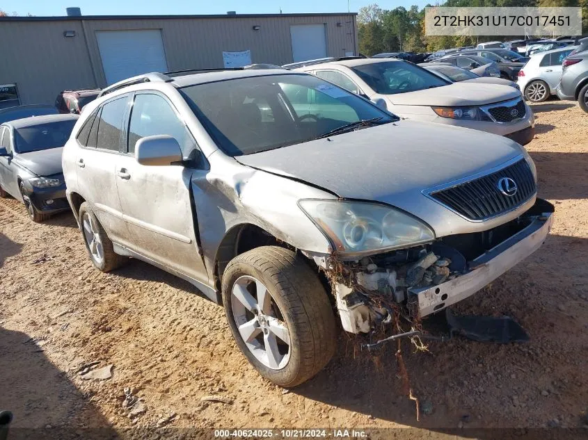 2007 Lexus Rx 350 VIN: 2T2HK31U17C017451 Lot: 40624025