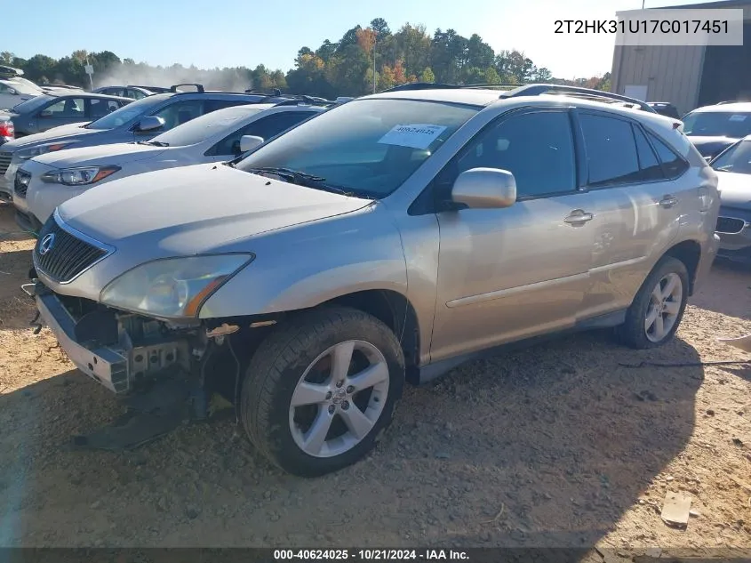 2007 Lexus Rx 350 VIN: 2T2HK31U17C017451 Lot: 40624025