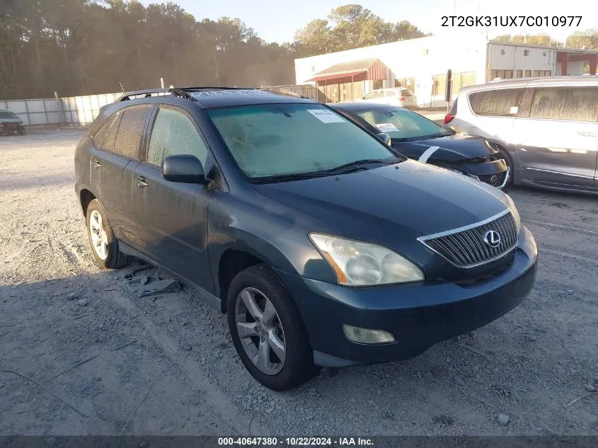 2007 Lexus Rx 350 Base (A5) VIN: 2T2GK31UX7C010977 Lot: 40647380