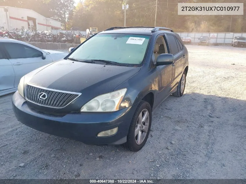 2007 Lexus Rx 350 Base (A5) VIN: 2T2GK31UX7C010977 Lot: 40647380