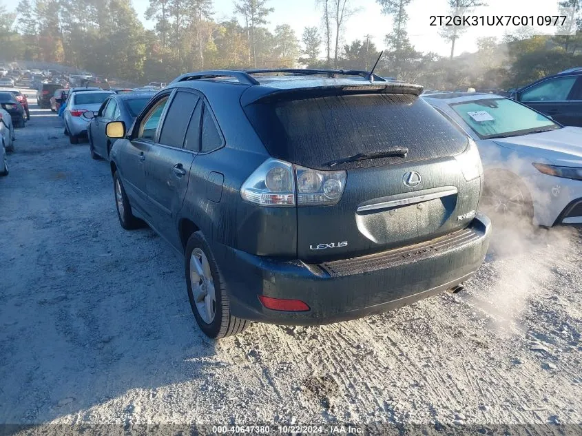 2007 Lexus Rx 350 Base (A5) VIN: 2T2GK31UX7C010977 Lot: 40647380