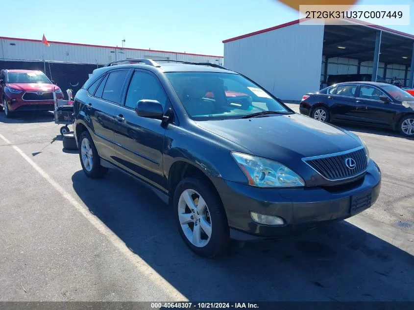 2007 Lexus Rx 350 Base (A5) VIN: 2T2GK31U37C007449 Lot: 40648307