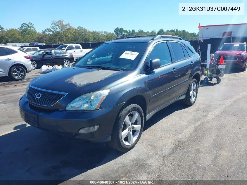 2007 Lexus Rx 350 Base (A5) VIN: 2T2GK31U37C007449 Lot: 40648307