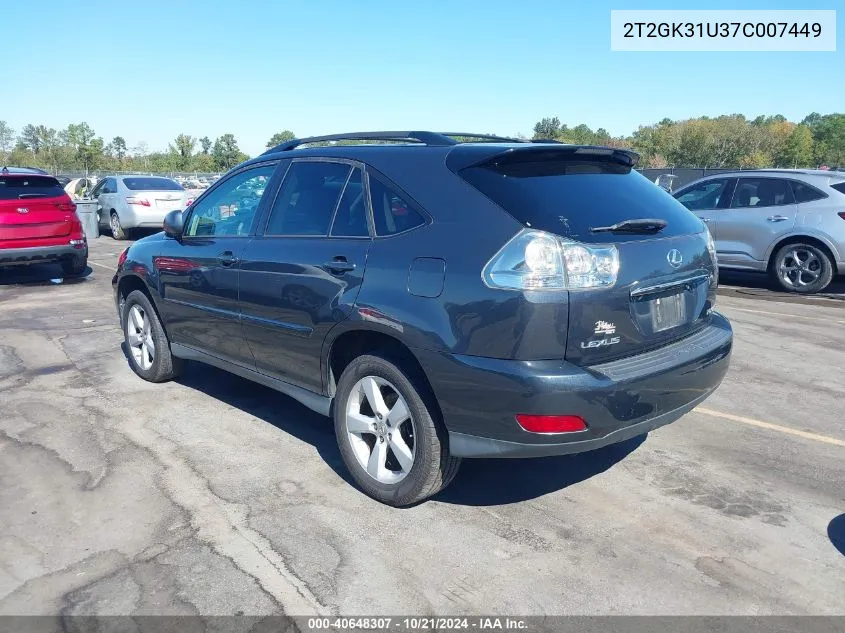 2007 Lexus Rx 350 Base (A5) VIN: 2T2GK31U37C007449 Lot: 40648307