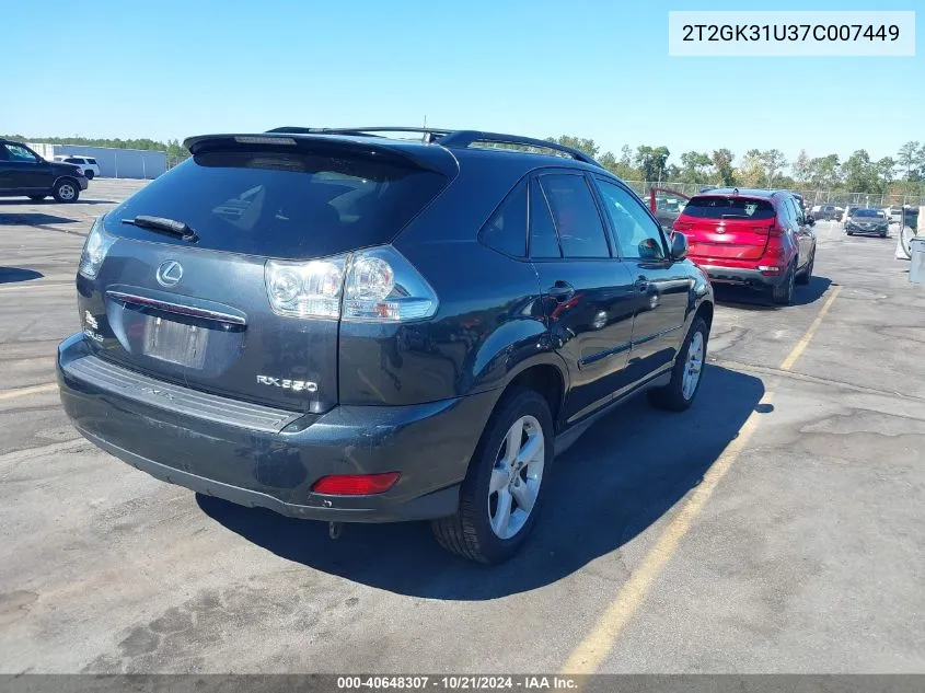 2007 Lexus Rx 350 Base (A5) VIN: 2T2GK31U37C007449 Lot: 40648307