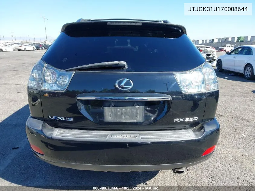 2007 Lexus Rx 350 Base (A5) VIN: JTJGK31U170008644 Lot: 40670466