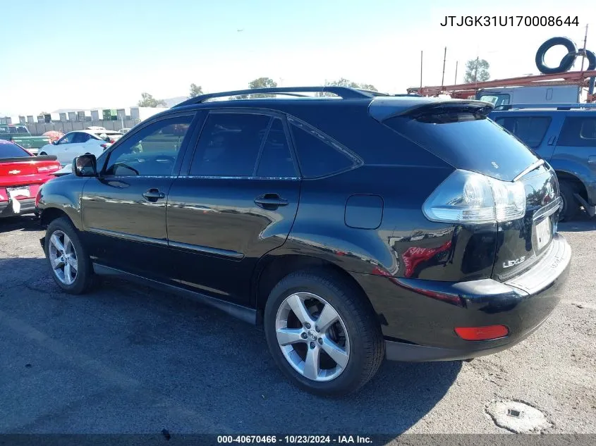 2007 Lexus Rx 350 Base (A5) VIN: JTJGK31U170008644 Lot: 40670466